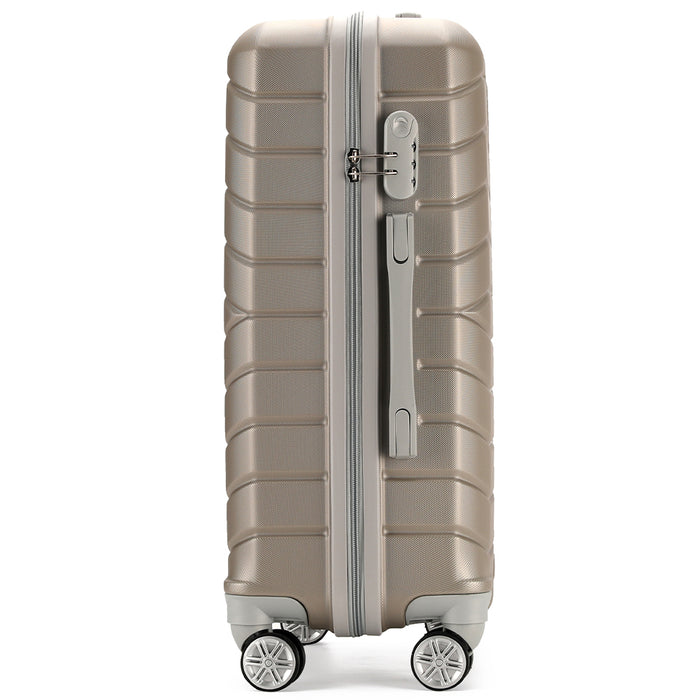 Set 4 Valigie Rigide Champagne Trolley Bagaglio con Beauty Case Viaggio EasyRoll