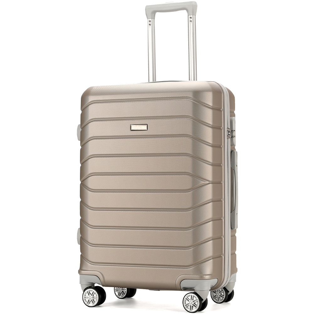 Set 4 Valigie Rigide Champagne Trolley Bagaglio con Beauty Case Viaggio EasyRoll