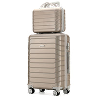 Set 4 Valigie Rigide Champagne Trolley Bagaglio con Beauty Case Viaggio EasyRoll