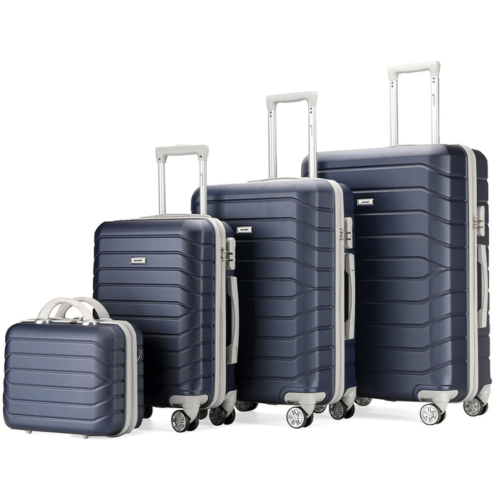 Set 4 Valigie Rigide Blu Trolley Bagaglio con Beauty Case da Viaggio Easy Roll