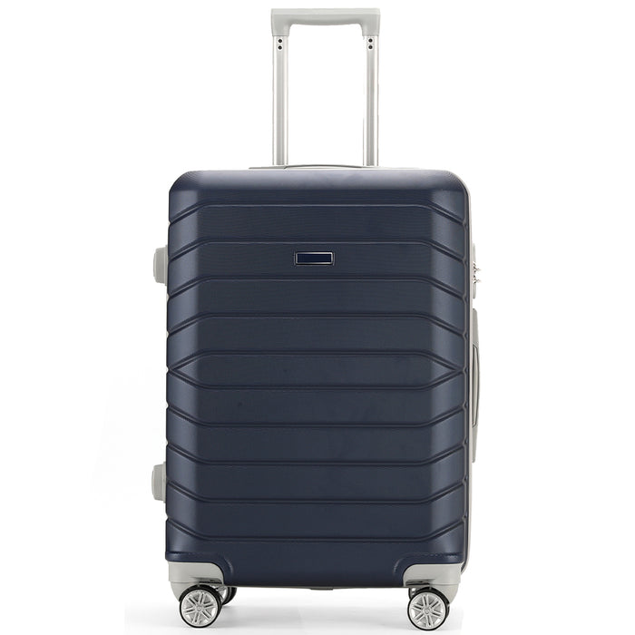 Set 4 Valigie Rigide Blu Trolley Bagaglio con Beauty Case da Viaggio Easy Roll