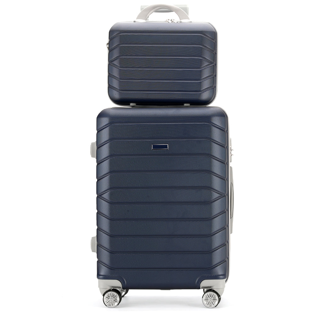 Set 4 Valigie Rigide Blu Trolley Bagaglio con Beauty Case da Viaggio Easy Roll