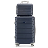 Set 4 Valigie Rigide Blu Trolley Bagaglio con Beauty Case da Viaggio Easy Roll