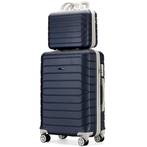 Set 4 Valigie Rigide Blu Trolley Bagaglio con Beauty Case da Viaggio Easy Roll