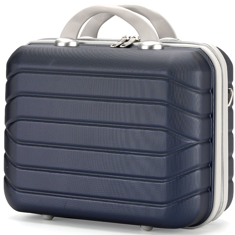 Set 4 Valigie Rigide Blu Trolley Bagaglio con Beauty Case da Viaggio Easy Roll