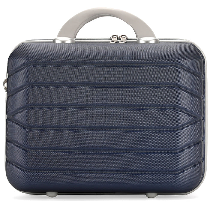 Set 4 Valigie Rigide Blu Trolley Bagaglio con Beauty Case da Viaggio Easy Roll