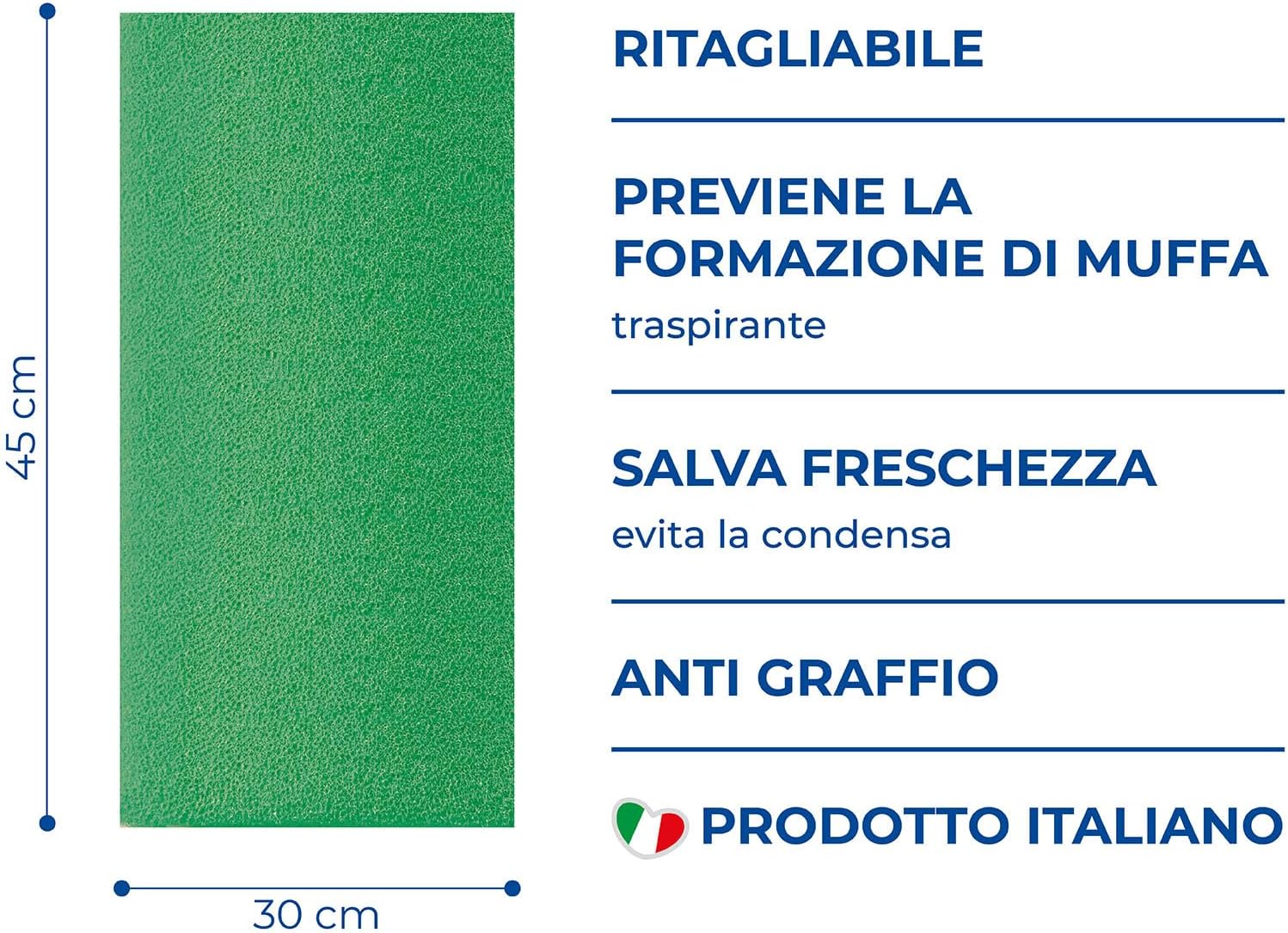 Tappetino Frigo 2pz 30x45 cm Stop Muffa Made in Italy Salva Freschezza Lavabili