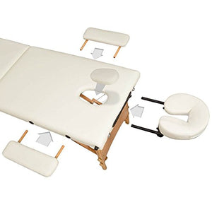 Lettino Massaggi Portatile in Legno 3 Zone Fisioterapia Estetista Zona SPA Beige