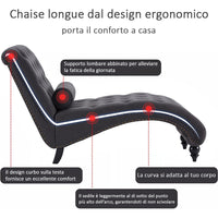 Poltrona Chaise Lounge in Tessuto Grigio Ergonomica Sdraio Relax Soggiorno Casa