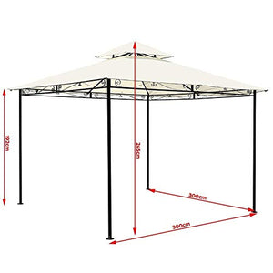 Gazebo Da Giardino 3x3 Metri Struttura Metallo Telo Antipioggia Bianco Waterprof