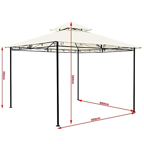 Gazebo Da Giardino 3x3 Metri Struttura Metallo Telo Antipioggia Bianco Waterprof