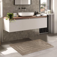 Tappeto Bagno 60x175 cm Puro Cotone Elegante Lussuoso Morbido Scendiletto Antiscivolo Marrone