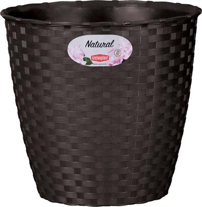 Vaso rattan tondo natural stefanplast pp moka cm 29 h.cm 26,5 (2 pezzi) Stefanplast 