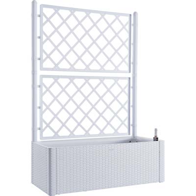 Fioriera + grigliato natural deluxe stefanplast pp rattan bianco cm 100x43 h.cm 142 Stefanplast 