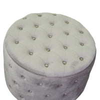 Set 2 Pouf Contenitore Ø50 cm e Ø70 cm in Tessuto Velluto Grigio