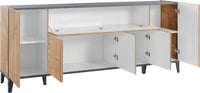 Credenza 4 Ante + 1 Anta Ribalta 200x40x82 cm Sunrise Acero Pereira e Ardesia