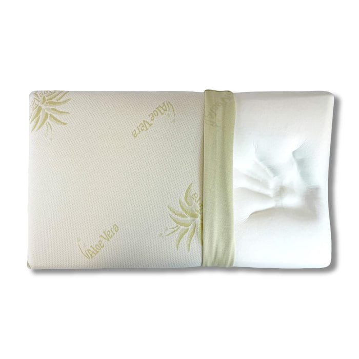 Coppia Cuscino Sfoderabile Aloe Vera e Memory 70x40 H 15cm con Sacca da Viaggio