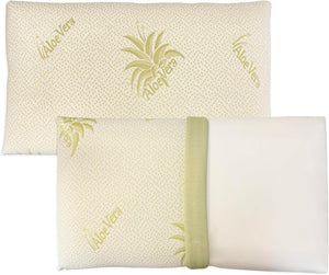 Coppia Cuscino Sfoderabile Aloe Vera e Memory 70x40 H 15cm con Sacca da Viaggio