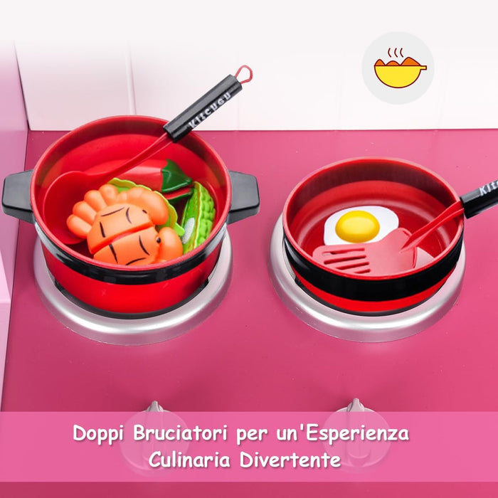 Set da Cucina Giocattolo per Bambini, Cucina da Gioco in Legno con Lavello e Rubinetto, per Bambini 3 Anni+