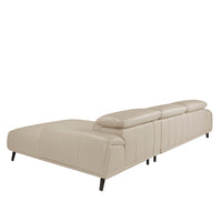 Divano con chaise longue in pelle di vacchetta color tortora