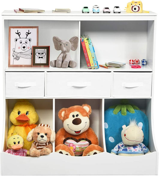 Libreria Contenitore per Bambini, con Ripiani e Cassetti, per Camera dei Bambini, 93 x 40 x 94 cm (Bianco)