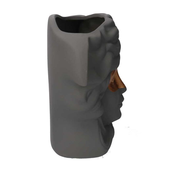 Portavaso ceramica busto grigio cm27x13,5h23