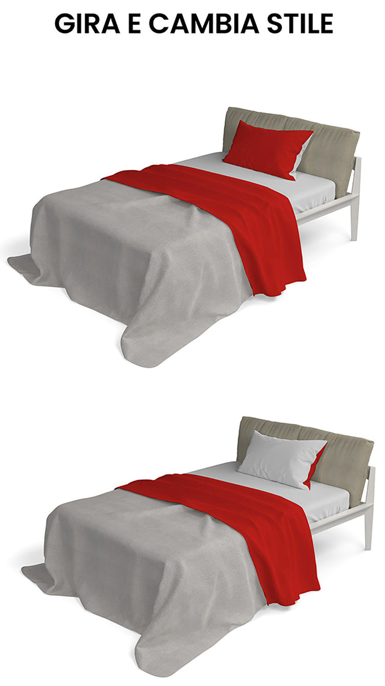 Set Lenzuola Sopra Sotto e Federe Doubleface Rosso/Grigio Chiaro Singolo