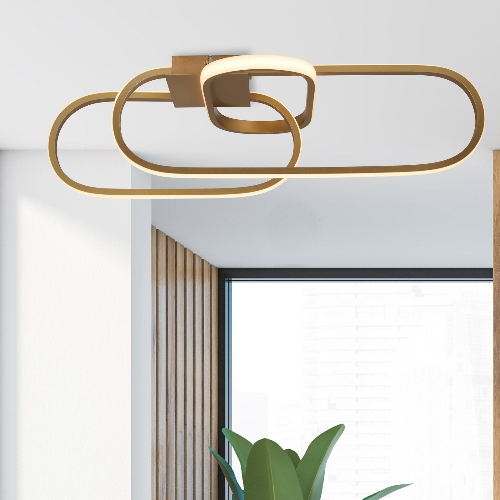 Plafoniera Moderno Clip Acciaio Oro Bianco Led 36,53W 3000 - 4500 - 6500K