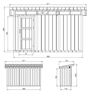 Casetta da Giardino di QUALITÀ PREMIUM 4,3m²-L161xW411cm - TIMBELA M902-HARVEST HONEY