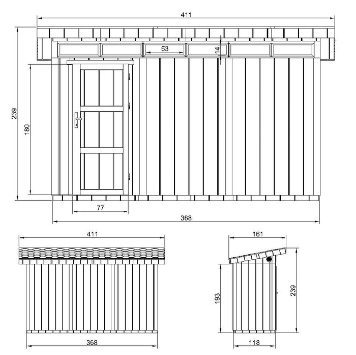 Casetta da Giardino di QUALITÀ PREMIUM 4,3m²-L161xW411cm - TIMBELA M902-HARVEST HONEY