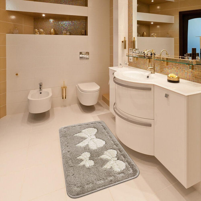 Tappeto Bagno Scendiletto Camera 50x80 cm Fiocchi Morbido Assorbente Antiscivolo Lavabile Beige