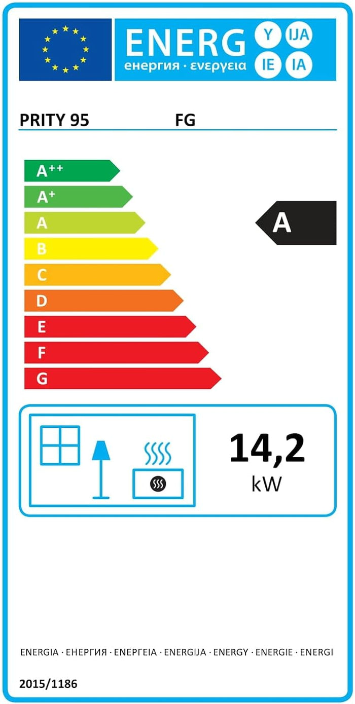 Stufa a legna con forno Prity FG. Per cucinare e riscaldare. 14KW di potenza di riscaldamento