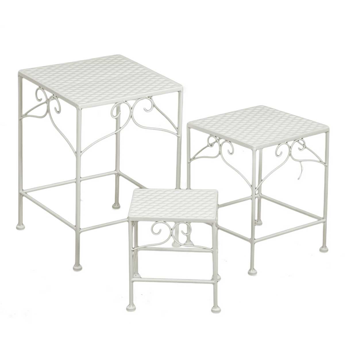 Set 3 Portapiante Quadrati per Giardino e Balcone in Metallo Milena Bianco