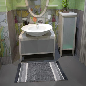 Tappeto Bagno Puro Cotone 65x120 cm Morbida Colori Vivaci Lavabile Made In Italy Grigio