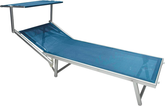 Lettino stabilimento in alluminio Riccione Blu 191 x 60 x 41 cm