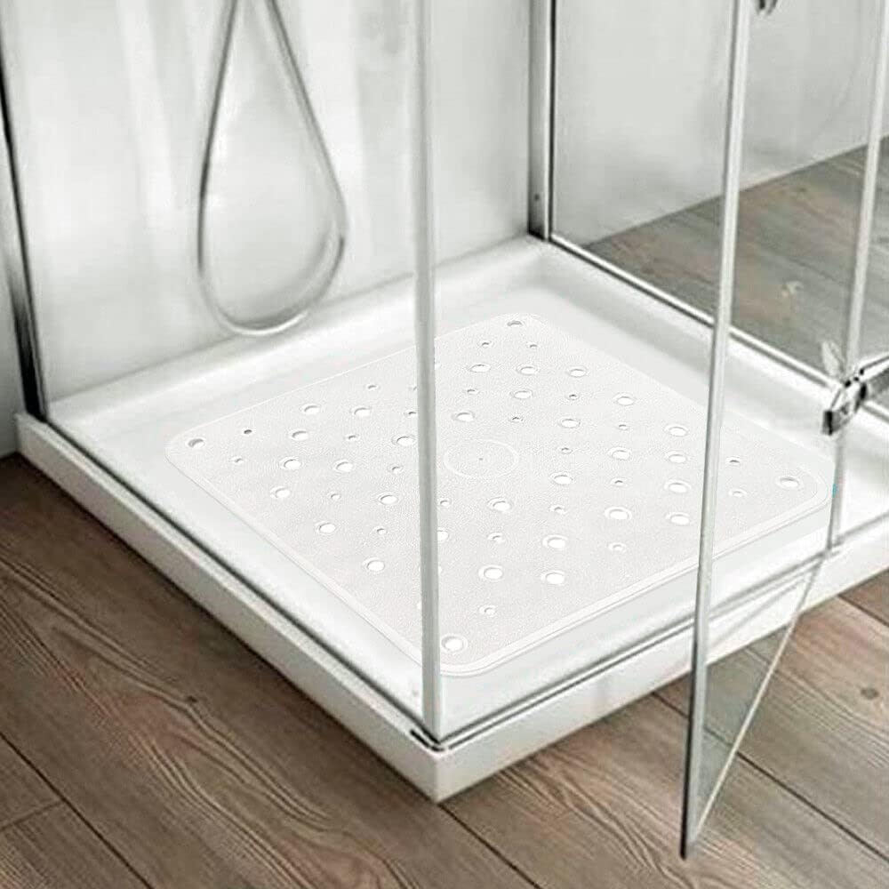 Tappeto Doccia Vasca Bagno Ruvido con Ventose Antiscivolo Profumato 53x53 cm Bianco