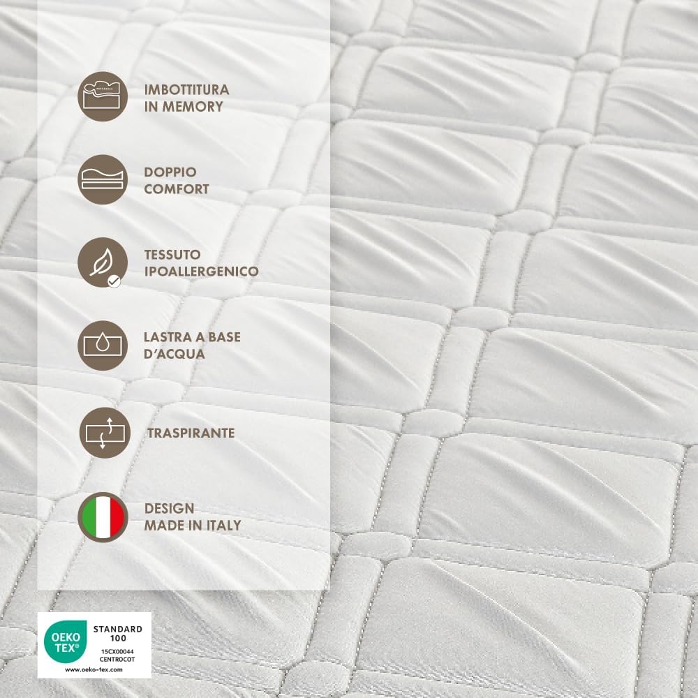 Materasso matrimonale memory 140x200 alto 20 cm antiacaro e antibatterico Farmarelax