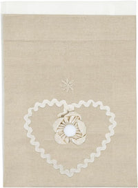 Tenda Finestra Porta Interno 60x150 cm Coppia 2 pz Cuore Shabby Chic Tessuto Semitrasparente Beige