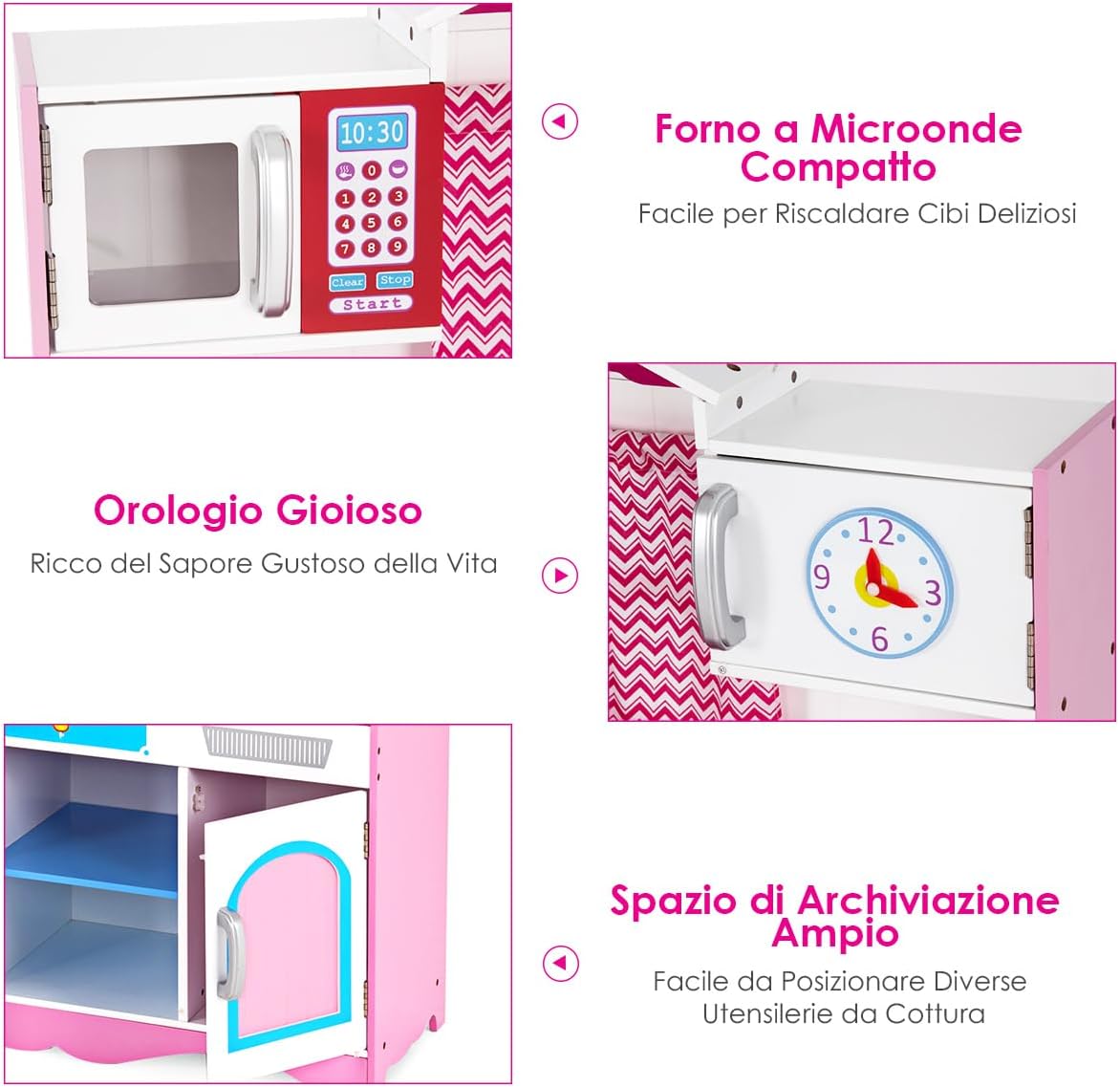 Set da Cucina Giocattolo per Bambini, Cucina da Gioco in Legno con Lavello e Rubinetto, per Bambini 3 Anni+