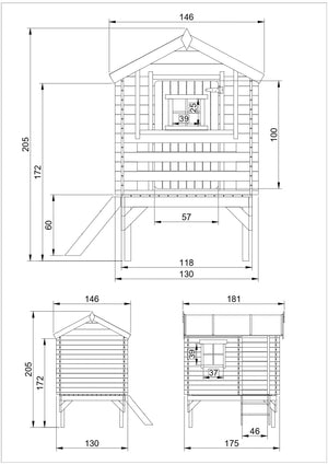 Casetta legno per bambini - L182xL146xA205cm/ 1.1m2 - Timbela M501B