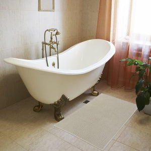 Tappeto Bagno Confortevole Scendiletto 50x80 cm Morbido Antiscivolo Pelo Lungo Beige