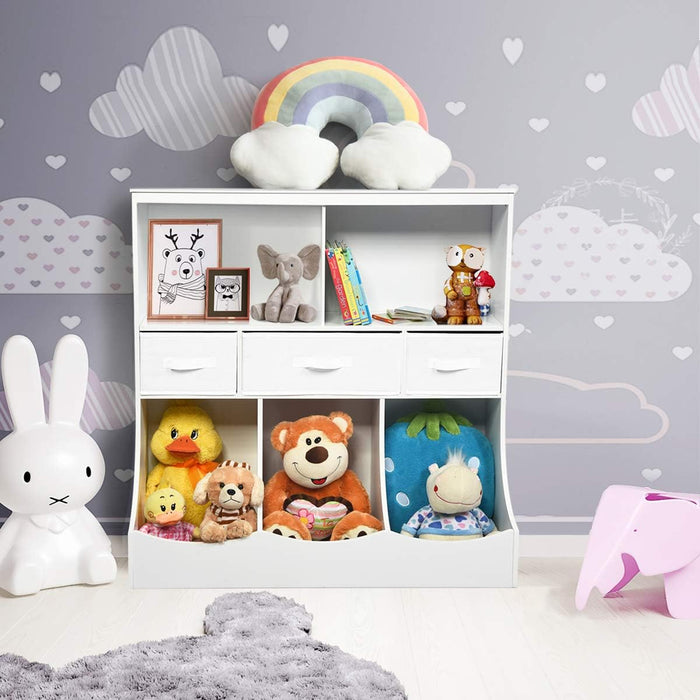 Libreria Contenitore per Bambini, con Ripiani e Cassetti, per Camera dei Bambini, 93 x 40 x 94 cm (Bianco)