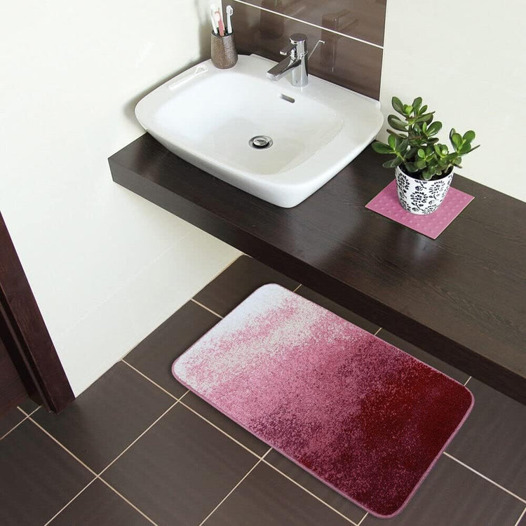 Tappeto Bagno Camera 60x120 cm Sfumato Moderno Morbido Antiscivolo Scendiletto Shaggy Rosa