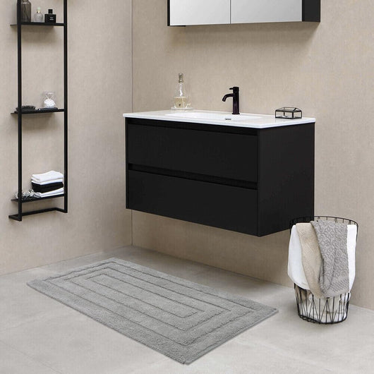 Tappeto Bagno 60x40 cm Puro Cotone Elegante Lussuoso Morbido Scendiletto Antiscivolo Grigio