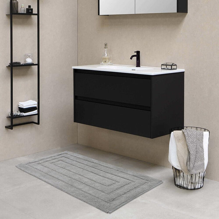 Tappeto Bagno 60x40 cm Puro Cotone Elegante Lussuoso Morbido Scendiletto Antiscivolo Grigio