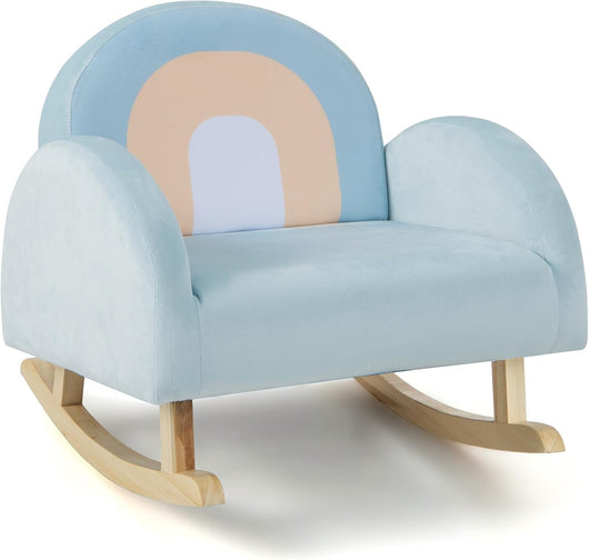 Sedia a Dondolo per Bambini in Legno, Poltrona Imbottita per Bambini con Rivestimento in Velluto Morbido, Design Antiribaltamento, per Camera da Letto, Soggiorno