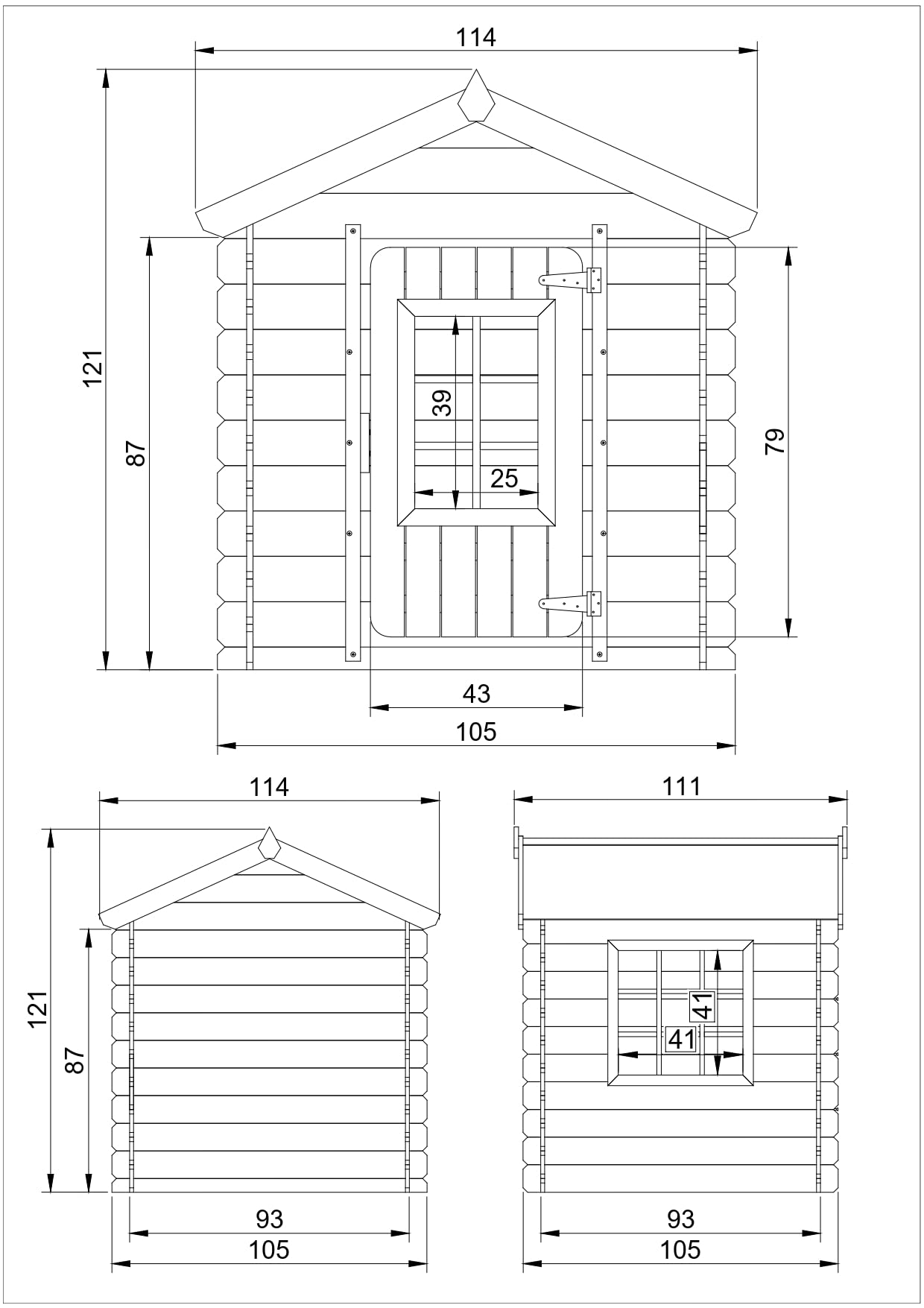 Casetta per Bambini - L111xL113xA121cm/0,9 m2 - Timbela M570M-1 (tetto blu)