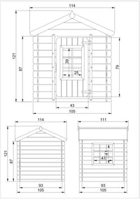 Casetta per Bambini - L111xL113xA121cm/0,9 m2 - Timbela M570M-1 (tetto blu)