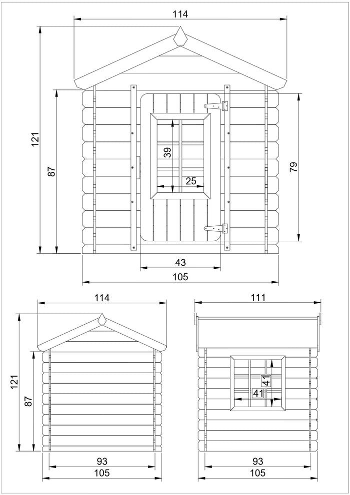 Casetta per Bambini - L111xL113xA121cm/0,9 m2 - Timbela M570M-1 (tetto blu)