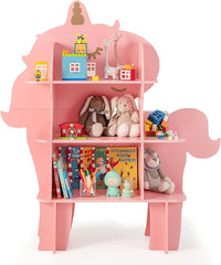 Libreria in Legno per Bambini, Organizzatore di Archiviazione Giocattoli con Ripiani, Adorabile Scaffale con Anti-Ribaltamento per Stanza dei Bambini Sala Giochi Asilo (Unicorno)